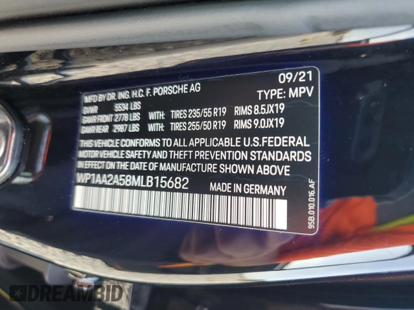 2021 Porsche Macan с VIN WP1AA2A58MLB15682, выставлен на аукционе Copart как лот 65383415 с пробегом 29 802 миль миль и Списание • Salvage title. История ставок и продаж доступна на DreamBid. Изображение 13.