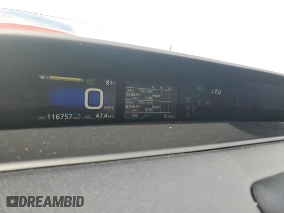 2017 Toyota Prius Two with VIN JTDKARFU5H3536196, listed as a Copart auction lot 53758985 with 116,757 mi miles and Salvage Title. Bid and sale history available at DreamBid. Image 9.