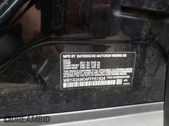 2023 BMW i4 eDrive35 z VIN WBY43AW04PFP61934, wystawiony jako Copart lot #48541455 z przebiegiem 37 042 mil mil oraz Czysty tytuł • Clean title. Historia ofert i sprzedaży dostępna na DreamBid. Obrazek 12.