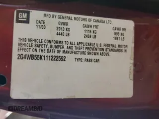 2001 Buick Regal LS with VIN 2G4WB55K111222592, listed as a Copart auction lot 73185374 with 136,402 mi miles and Salvage Title. Bid and sale history available at carsss.com. Image 12.