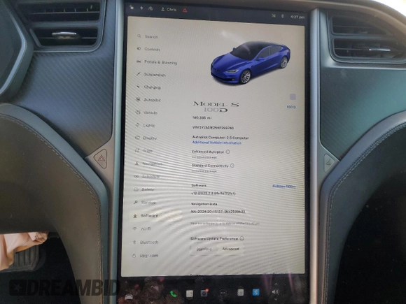 2019 Tesla Model S 75D z VIN 5YJSA1E25KF299740, wystawiony jako Copart lot #49355485 z przebiegiem 140 385 mil mil oraz Szkoda całkowita • Salvage title. Historia ofert i sprzedaży dostępna na DreamBid. Obrazek 9.