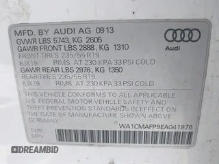 2014 Audi Q5 Premium Plus z VIN WA1CMAFP9EA041976, wystawiony jako IAAI lot #42296067 z przebiegiem 131 906 mil mil oraz . Historia ofert i sprzedaży dostępna na DreamBid. Obrazek 9.