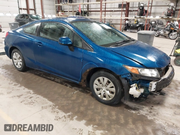 2012 Honda Civic Cpe LX with VIN 2HGFG3B59CH531151, listed as a IAAI auction lot 41757829 with 165,142 mi miles. Bid and sale history available at carsss.com. Image 1.
