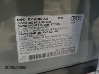 2019 Audi SQ5 Prestige with VIN WA1C4AFY6K2007959, listed as a Copart auction lot 81165313 with 47,470 mi miles. Bid and sale history available at carsss.com. Image 12.