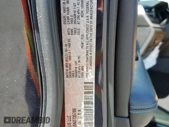 2022 Jeep Grand Cherokee Trailhawk with VIN 1C4RJYC66N8735786, listed as a Copart auction lot 52242615 with 39,626 mi miles and Salvage title. Bid and sale history available at DreamBid. Image 13.