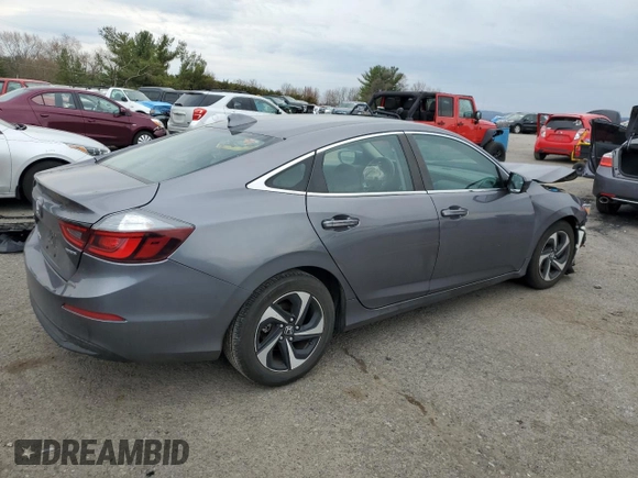 2021 Honda Insight EX with VIN 19XZE4F5XME010454, listed as a Copart auction lot 50452055 with 73,506 mi miles and Salvage Title. Bid and sale history available at carsss.com. Image 3.