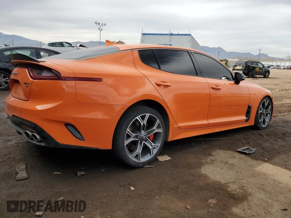 2019 Kia Stinger GT with VIN KNAE35LC7K6070057, listed as a Copart auction lot 41989245 with 43,703 mi miles and Clean Title. Bid and sale history available at DreamBid. Image 3.