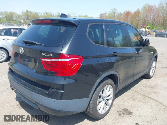 2013 BMW X3 xDrive28i with VIN 5UXWX9C5XD0A29868, listed as a IAAI auction lot 42148309 with 185,129 mi miles. Bid and sale history available at carsss.com. Image 4.