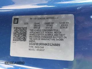 2019 Chevrolet Camaro 1LT z VIN 1G1FB1RX4K0124889, wystawiony jako IAAI lot #41316708 z przebiegiem 96 851 mil mil oraz . Historia ofert i sprzedaży dostępna na DreamBid. Obrazek 9.
