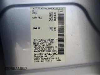 2022 Nissan LEAF SV Plus with VIN 1N4BZ1CV3NC562692, listed as a Copart auction lot 86774754 with Not Provided miles and Salvage Title. Bid and sale history available at DreamBid. Image 14.