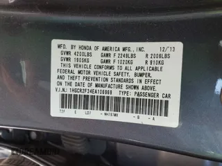 2014 Honda Accord LX z VIN 1HGCR2F34EA106969, wystawiony jako IAAI lot #42374531 z przebiegiem 115 255 mil mil oraz . Historia ofert i sprzedaży dostępna na DreamBid. Obrazek 9.