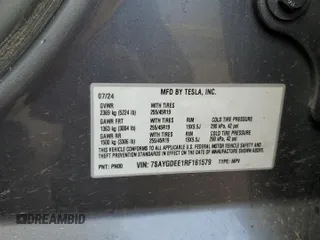 2024 Tesla Model Y Long Range с VIN 7SAYGDEE1RF161579, выставлен на аукционе Copart как лот 59901495 с пробегом 38 556 миль миль и Списание • Salvage title. История ставок и продаж доступна на DreamBid. Изображение 12.