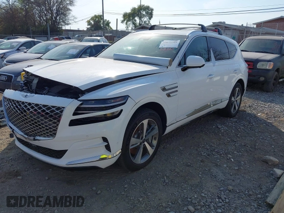 2024 Genesis GV80 z VIN KMUHCESC6RU160904, wystawiony jako IAAI lot #40675389 z przebiegiem 6 984 mil mil oraz . Historia ofert i sprzedaży dostępna na DreamBid. Obrazek 2.