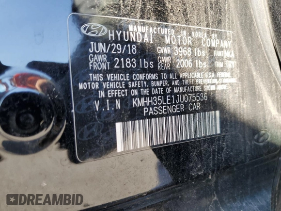 2018 Hyundai Elantra GT with VIN KMHH35LE1JU075536, listed as a Copart auction lot 68911444 with 73,237 mi miles and Salvage Title. Bid and sale history available at carsss.com. Image 12.