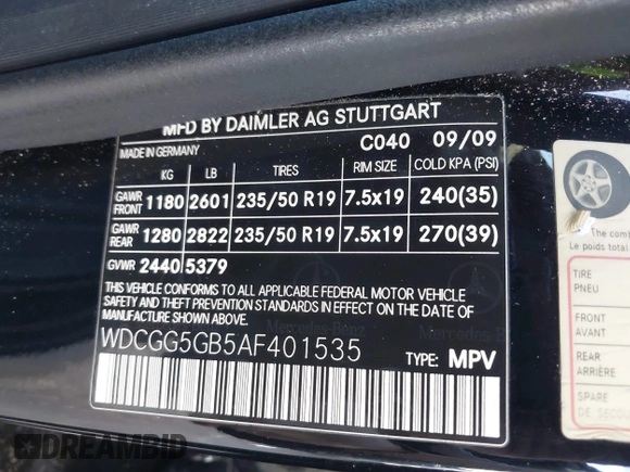 2010 Mercedes-Benz GLK 350 with VIN WDCGG5GB5AF401535, listed as a IAAI auction lot 41505275 with 164,921 mi miles and . Bid and sale history available at DreamBid. Image 9.