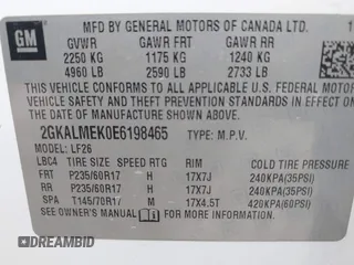 2014 GMC Terrain SLE with VIN 2GKALMEK0E6198465, listed as a IAAI auction lot 41953414 with 171,787 mi miles. Bid and sale history available at carsss.com. Image 9.