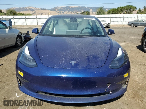 2022 Tesla Model 3 with VIN 5YJ3E1EA0NF361050, listed as a Copart auction lot 62446144 with 38,808 mi miles and Salvage Title. Bid and sale history available at carsss.com. Image 5.