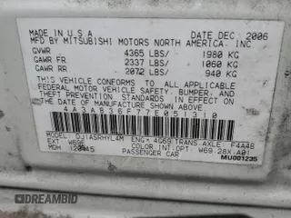 2007 Mitsubishi Galant ES with VIN 4A3AB36F77E051310, listed as a Copart auction lot 51302955 with 171,725 mi miles and Salvage Title. Bid and sale history available at carsss.com. Image 13.