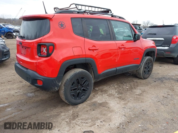 2018 Jeep Renegade Upland z VIN ZACCJBAB2JPH99054, wystawiony jako IAAI lot #41315646 z przebiegiem 100 710 mil mil oraz . Historia ofert i sprzedaży dostępna na DreamBid. Obrazek 4.