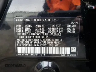 2021 Honda HR-V LX with VIN 3CZRU6H31MM743972, listed as a Copart auction lot 47684755 with 26,440 mi miles and Salvage Title. Bid and sale history available at carsss.com. Image 16.