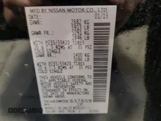 2013 Nissan Pathfinder Platinum with VIN 5N1AR2MM3DC637659, listed as a Copart auction lot 57296695 with 146,829 mi miles and Salvage title. Bid and sale history available at DreamBid. Image 14.