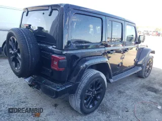 2021 Jeep Wrangler Unlimited Sahara High Altitude with VIN 1C4HJXEG6MW755185, listed as a Copart auction lot 83619754 with 36,330 mi miles and Salvage title. Bid and sale history available at DreamBid. Image 3.