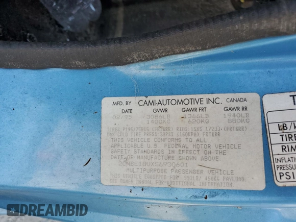 1995 Geo Tracker z VIN 2CNBE18UXS6930601, wystawiony jako Copart lot #76079094 z przebiegiem 276 136 mil mil oraz Szkody całkowita. Historia ofert i sprzedaży dostępna na DreamBid. Obrazek 12.