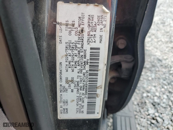 2000 Toyota 4Runner SR5 with VIN JT3GN86R8Y0153195, listed as a Copart auction lot 48943415 with 266,091 mi miles and Salvage Title. Bid and sale history available at carsss.com. Image 13.