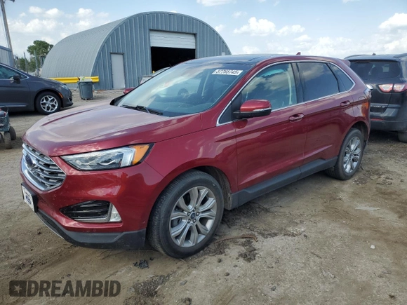 2019 Ford Edge Titanium z VIN 2FMPK3K97KBB49427, wystawiony jako Copart lot #57765745 z przebiegiem 43 656 mil mil oraz Szkoda całkowita • Salvage title. Historia ofert i sprzedaży dostępna na DreamBid. Obrazek 1.