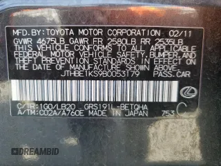 2011 Lexus GS 350 with VIN JTHBE1KS9B0053179, listed as a Copart auction lot 55224285 with 168,765 mi miles and Salvage Title. Bid and sale history available at DreamBid. Image 12.