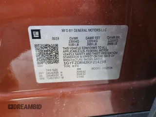 2019 Cadillac XT4 AWD Premium Luxury with VIN 1GYFZDR42KF214298, listed as a Copart auction lot 52489875 with 63,338 mi miles and Salvage title. Bid and sale history available at DreamBid. Image 15.