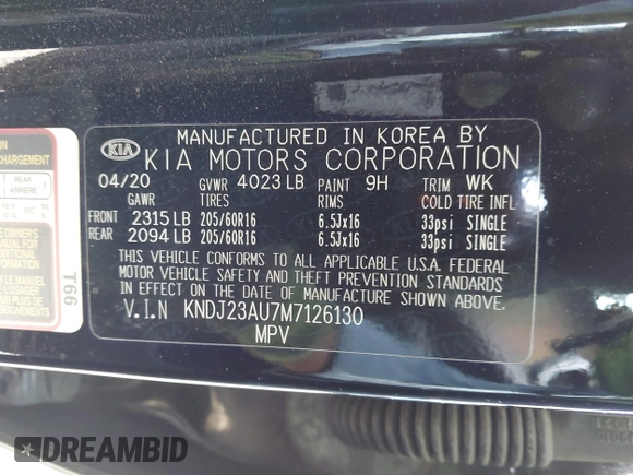 2021 Kia Soul S with VIN KNDJ23AU7M7126130, listed as a IAAI auction lot 42118112 with 21,773 mi miles and . Bid and sale history available at DreamBid. Image 9.