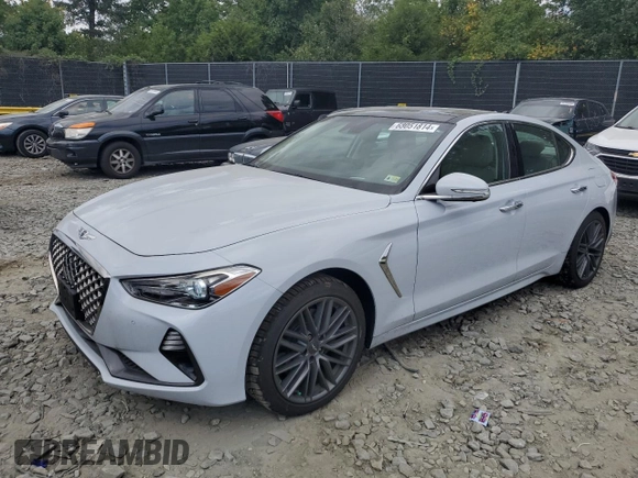 2019 Genesis G70 2.0T Advanced with VIN KMTG44LA5KU017338, listed as a Copart auction lot 68051814 with 58,375 mi miles and Salvage Title. Bid and sale history available at carsss.com. Image 1.