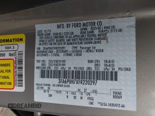 2015 Ford Fusion SE with VIN 3FA6P0H7XFR220297, listed as a IAAI auction lot 41543881 with 90,309 mi miles. Bid and sale history available at carsss.com. Image 9.