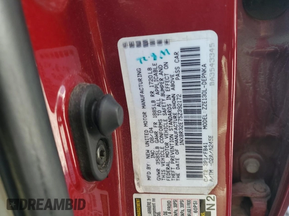 2005 Toyota Corolla CE with VIN 1NXBR32E75Z392172, listed as a Copart auction lot 52609435 with 139,831 mi miles and Salvage Title. Bid and sale history available at DreamBid. Image 12.