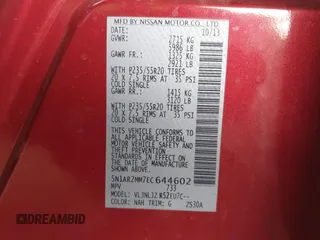 2014 Nissan Pathfinder SL with VIN 5N1AR2MM7EC644602, listed as a IAAI auction lot 42029397 with 124,145 mi miles. Bid and sale history available at carsss.com. Image 9.