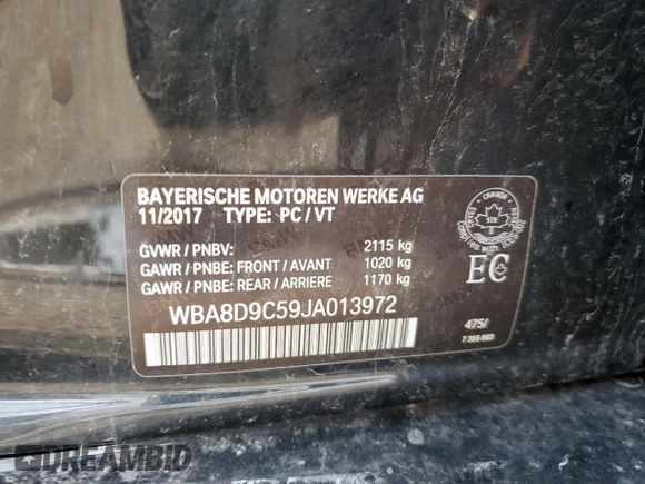 2018 BMW 3 Series 330i xDrive with VIN WBA8D9C59JA013972, listed as a Copart auction lot 54493575 with 102,841 mi miles and Clean title. Bid and sale history available at DreamBid. Image 13.