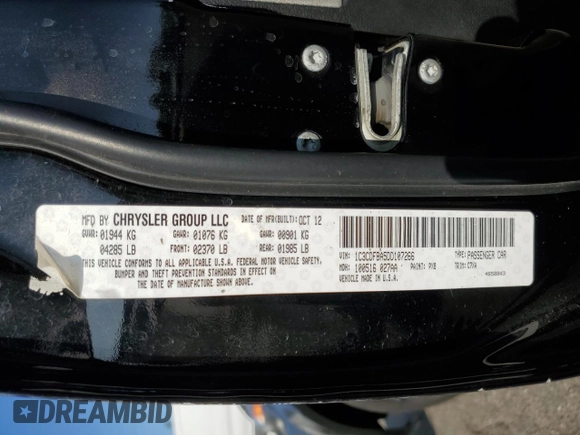 2013 Dodge Dart SXT with VIN 1C3CDFBA5DD107266, listed as a Copart auction lot 63815755 with 137,005 mi miles and Clean title. Bid and sale history available at DreamBid. Image 12.