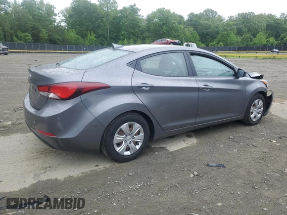 2016 Hyundai Elantra SE with VIN KMHDH4AE1GU645900, listed as a Copart auction lot 56378265 with 40,206 mi miles and Salvage title. Bid and sale history available at DreamBid. Image 3.