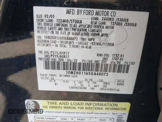 2005 Ford Freestyle SE with VIN 1FMZK01165GA48072, listed as a IAAI auction lot 41782025 with 235,073 mi miles. Bid and sale history available at carsss.com. Image 9.