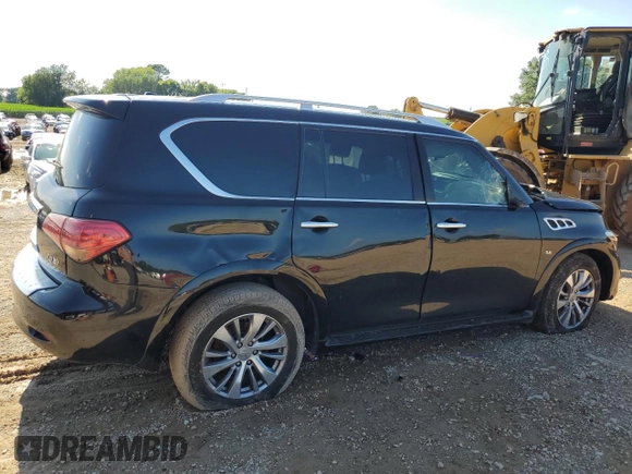 2017 Infiniti QX80 with VIN JN8AZ2NF8H9645395, listed as a Copart auction lot 57161274 with 0 mi miles and Salvage Title. Bid and sale history available at carsss.com. Image 3.