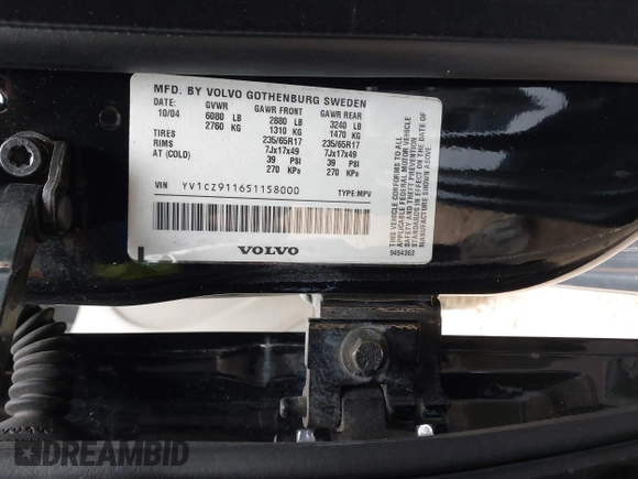 2005 Volvo XC90 with VIN YV1CZ911651158000, listed as a IAAI auction lot 41533126 with 158,926 mi miles and . Bid and sale history available at DreamBid. Image 9.