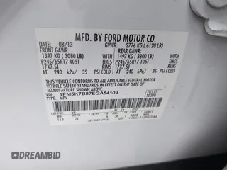2014 Ford Explorer with VIN 1FM5K7B87EGA54109, listed as a IAAI auction lot 42090288 with 183,085 mi miles and . Bid and sale history available at DreamBid. Image 9.