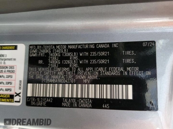 2024 Lexus RX with VIN 2T2BAMBA1RC042761, listed as a Copart auction lot 53048535 with 6,936 mi miles and Salvage Title. Bid and sale history available at carsss.com. Image 16.