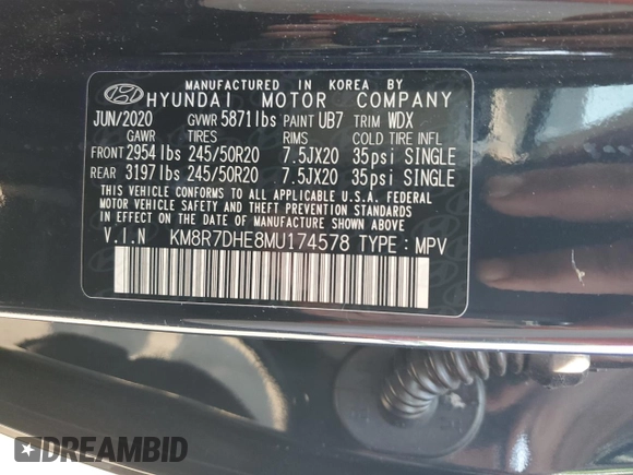 2021 Hyundai Palisade Calligraphy z VIN KM8R7DHE8MU174578, wystawiony jako Copart lot #59219254 z przebiegiem 54 823 mil mil oraz Szkoda całkowita • Salvage title. Historia ofert i sprzedaży dostępna na DreamBid. Obrazek 14.