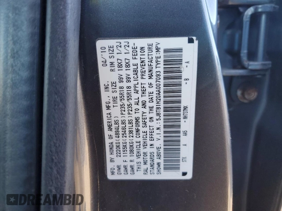 2010 Acura RDX with VIN 5J8TB1H20AA007093, listed as a Copart auction lot 88294735 with 0 mi miles and Clean Title. Bid and sale history available at carsss.com. Image 13.