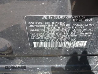 2023 Subaru Forester Wilderness with VIN JF2SKAMC1PH503305, listed as a IAAI auction lot 42054574 with Not provided miles and . Bid and sale history available at DreamBid. Image 9.