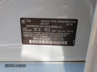 2015 BMW 3 Series 328i with VIN WBA3A5G58FNS85158, listed as a IAAI auction lot 42575352 with 153,277 mi miles and . Bid and sale history available at DreamBid. Image 9.