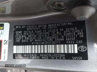 2023 Toyota Camry SE with VIN 4T1G11AK3PU736771, listed as a IAAI auction lot 41809544 with 47,343 mi miles and . Bid and sale history available at DreamBid. Image 9.