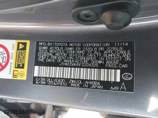 2015 Lexus CT 200h Hybrid with VIN JTHKD5BH5F2224325, listed as a IAAI auction lot 41095553 with 92,591 mi miles. Bid and sale history available at carsss.com. Image 9.
